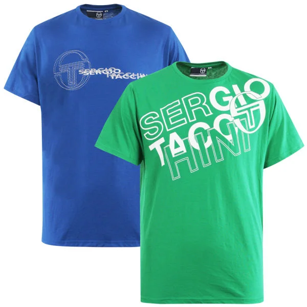 Sergio Tacchini 2-Pack Trance and Passenaro T-Shirts - Blue/Green - S - Blue/Green Afbeelding 1