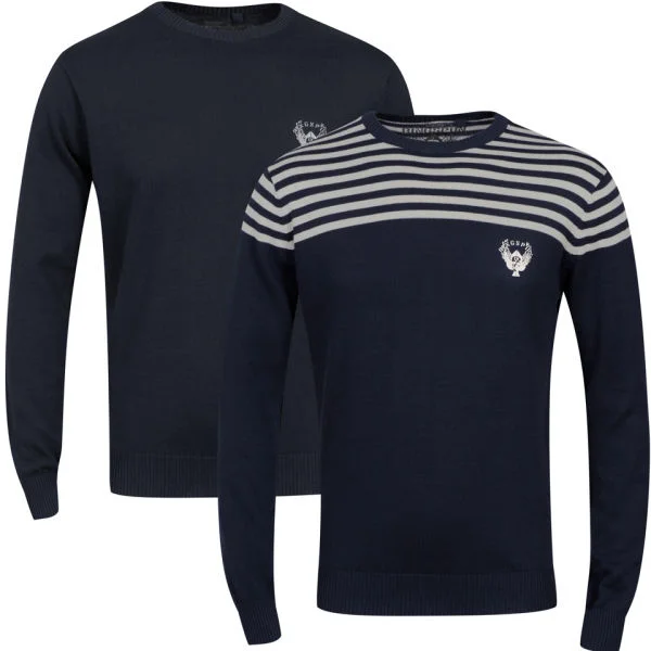 Ringspun Men's 2-Pack Scope Crew Neck Jumper - Solid Navy/Stone Stripe - S - Solid Navy/Stone Stripe Afbeelding 1