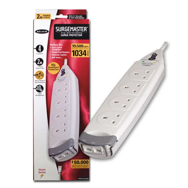 Belkin 4-Way Surgemaster with DSL Protection - 2m Afbeelding 1