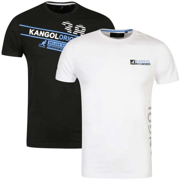 Kangol Men's Minister and Flip 2 Pack T-shirts - Black/White with Blue - S - Black/Whitew.Blue Afbeelding 1