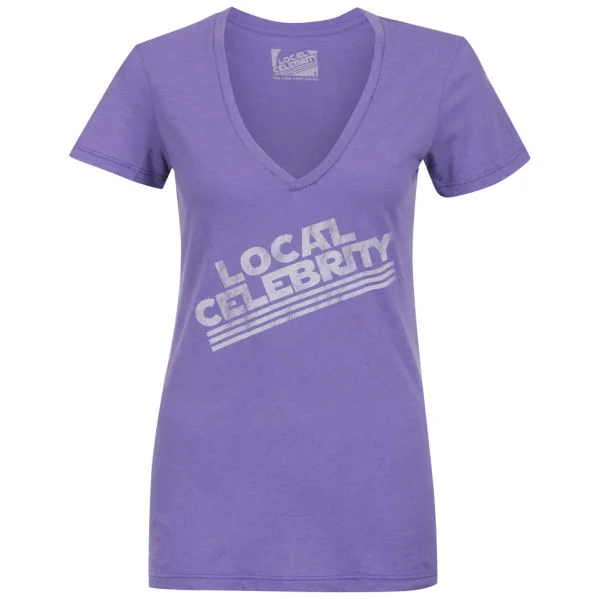 Local Celebrity Women's Local Celebrity V Neck T-Shirt - Purple - S - Paars Afbeelding 1
