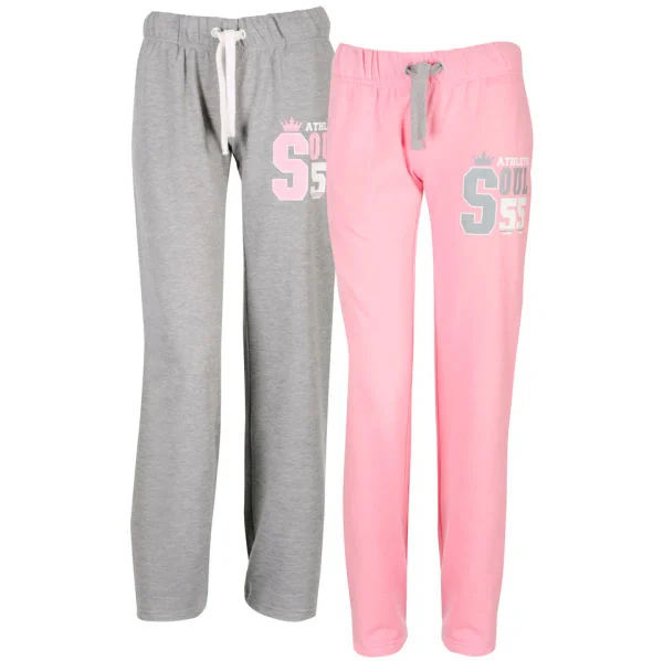 55 Soul Women's 2-Pack Joggers - Pink/Light Grey Marl - S - Multi Afbeelding 1