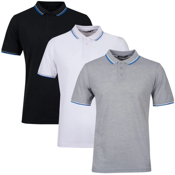 Brave Soul Men's 3-Pack Tip Polo - Light Grey Marl/White/Black - S - Light Grey Marl/White/Black Afbeelding 1