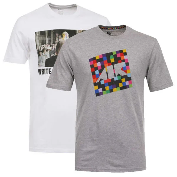 Nike Men's 2-Pack Rooney and Hot Block Air Tees - White/Grey - S - White/Grey Afbeelding 1