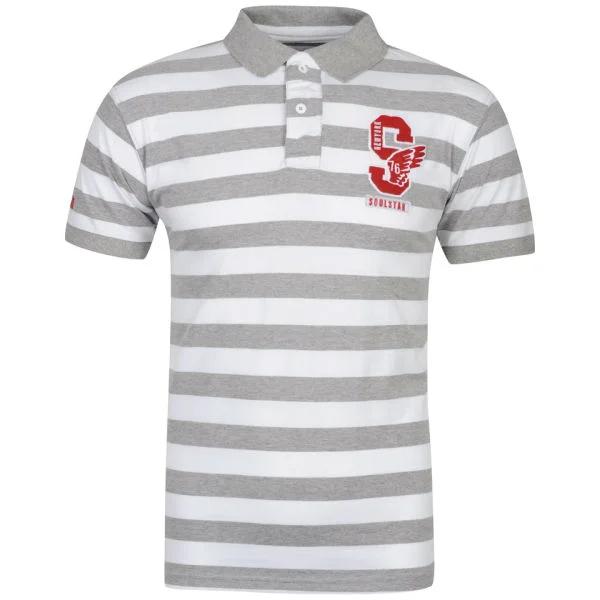 Soul Star Men's Geneva Striped Polo - Grey - S - Grijs Afbeelding 1