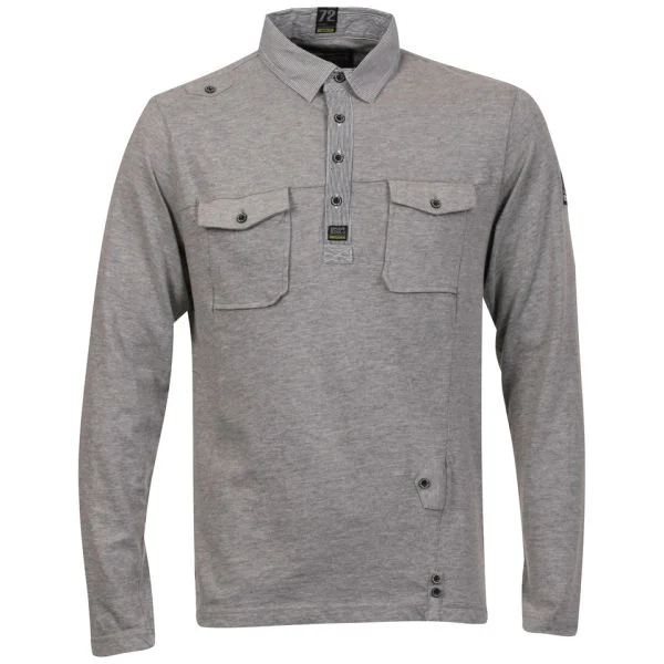 Brave Soul Men's Prometheus Jersey Combo Shirt - Grey Marl - S - Grijs Afbeelding 1