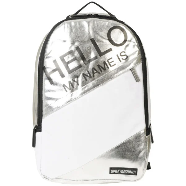 Sprayground Hello My Name Is Deluxe Backpack - Metallic Silver Afbeelding 1