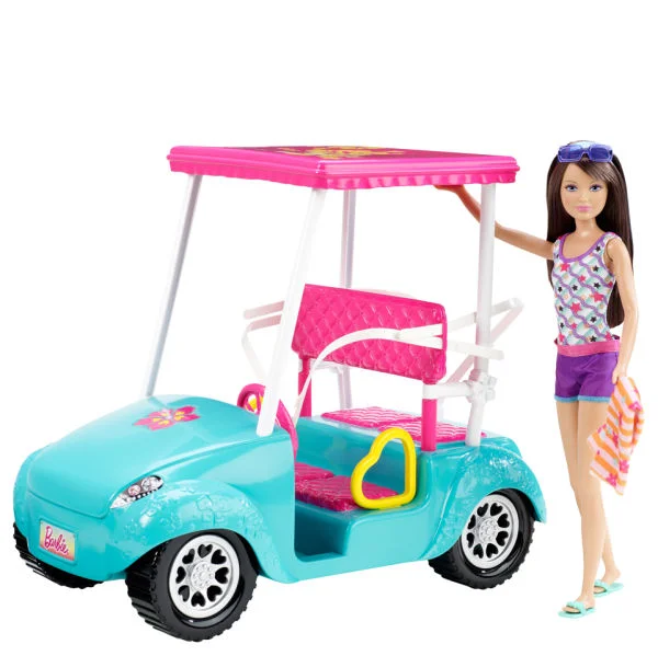 Barbie Golf Cart with Skipper Doll Afbeelding 1