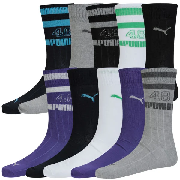 Puma Men's Socks (10 Pairs) - Black/Grey/Navy/White/Purple - 6-8 - Multi Afbeelding 1