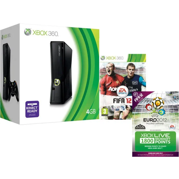 Xbox 360 4GB Console Bundle (Including Fifa 12 and Xbox 2012 1800 points card) Afbeelding 1