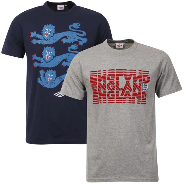 Umbro Men's England 2-Pack T-Shirts - Grey/Navy - S Afbeelding 1