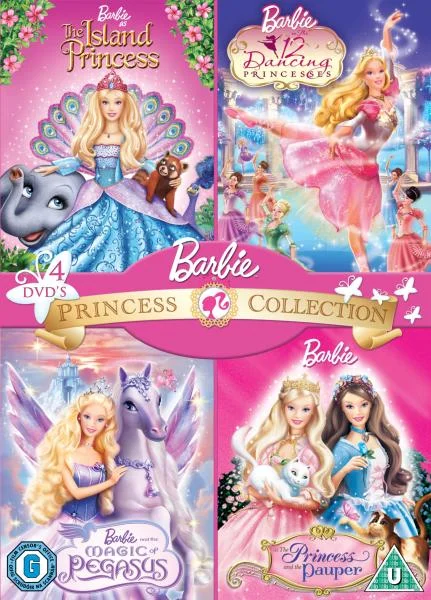 Barbie: Princess Collection (The Island Princess / 12 Dancing Princesses / The Magic of Pegasus / The Princess and the Pauper) Afbeelding 1
