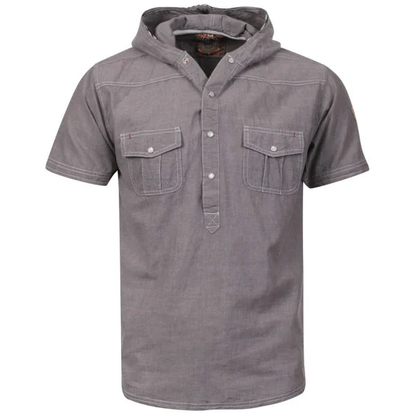 Brave Soul Men's Luchan Double Hood Shirt - Charcoal - S - Charcoal Afbeelding 1