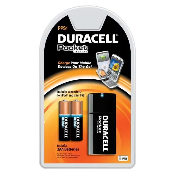 Duracell Pocket Charger inc 2 x AA Batteries Afbeelding 1