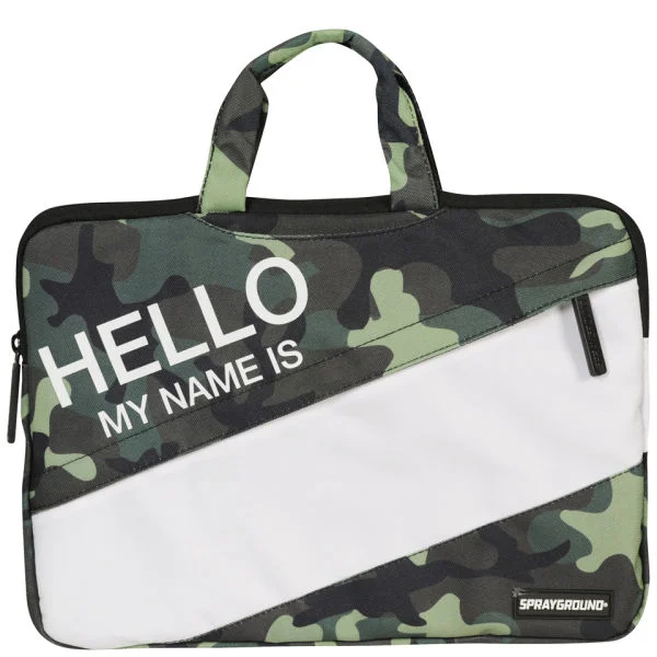 Sprayground Hello My Name is 13 Inch Laptop Case - Green/Camo Afbeelding 1