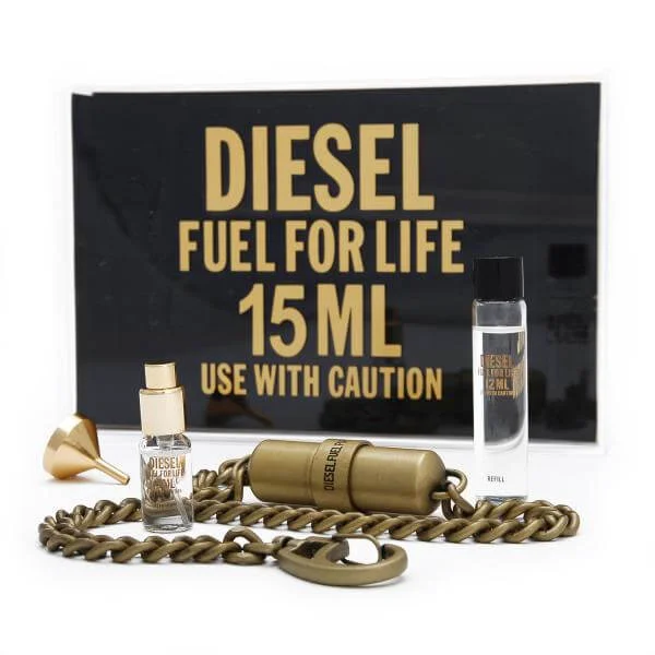 Diesel - Fuel For Life Men's Gift Set (3ml Eau de Toilette 3ml, 12ml Recharge and Jeans Chain) Afbeelding 1