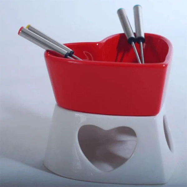 Heart Shaped Chocolate Fondue Set - Valentine Gifts Afbeelding 1