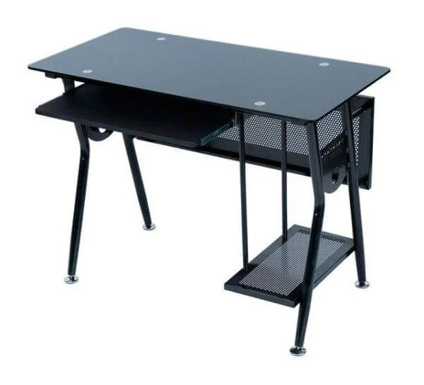 LEVV Black Glass Computer Workstation (CT100BB) Afbeelding 1