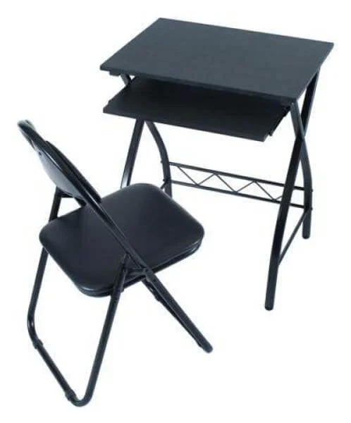 LEVV black MDF computer desk and chair set Afbeelding 1