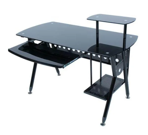 LEVV Black Glass Computer Workstation (CT1200BB) Afbeelding 1