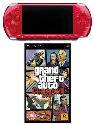 PSP 3000 Red: Bundle (including GTA Grand Theft Auto: Chinatown Wars) Afbeelding 1