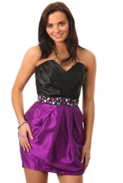 Lipsy - Beaded Waist Gathered Slim Fit Bust Dress - Purple Berry - 8 - Paars Afbeelding 1