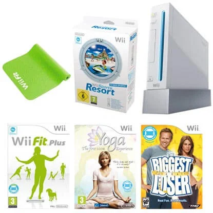 Nintendo Wii Console: Bundle (Including Wii Sports Resort, Wii Fit Plus Game, The Biggest Loser, Yoga & Wii Fit Mat) Afbeelding 1