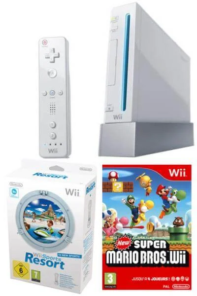 Nintendo Wii Console: Bundle (Including Wii Sports Resort, & New Super Mario Bros Wii) Afbeelding 1