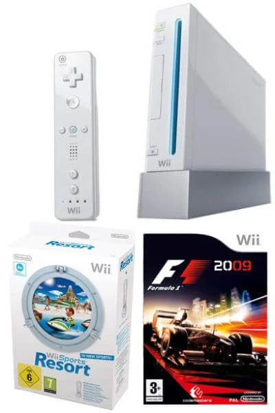 Nintendo Wii Console: Bundle (Including Wii Sports Resort, & F1: Formula One 2009) Afbeelding 1