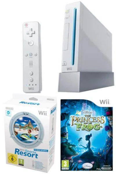 Nintendo Wii Console: Bundle (Including Wii Sports Resort & The Princess And The Frog) Afbeelding 1