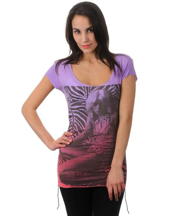 House Of The Gods - Woman's Debbie Harry T-Shirt - Violet - Red - XS - Rood Afbeelding 1