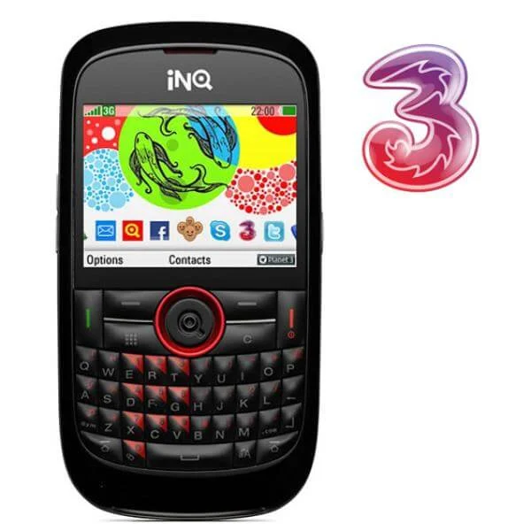 INQ Chat 3G Mobile Phone on Three Network (Black/Red) Afbeelding 1