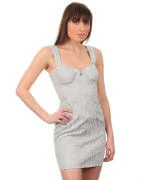 Lipsy Zip Fronted Fitted Dress - Silver - 8 - Silver Afbeelding 1