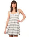 Yumi Stripe with Neck Detail Dress - Grey - S - Grijs Afbeelding 1