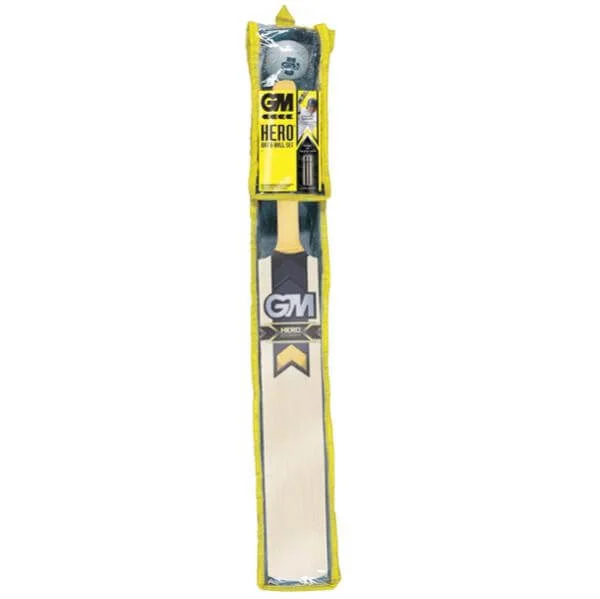 GM Hero Young Gunn Cricket Set (Bat, Ball and Wheelie Bin Stumps) - 5 - Chestnut Afbeelding 1
