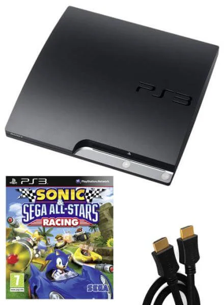 Playstation 3 PS3 Slim 120GB Console: Bundle (including Sonic & Sega All-Stars Racing & 2M HDMI Cable) Afbeelding 1