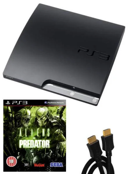 Playstation 3 PS3 Slim 120GB Console: Bundle (including Aliens Vs Predator & 2M HDMI Cable) Afbeelding 1