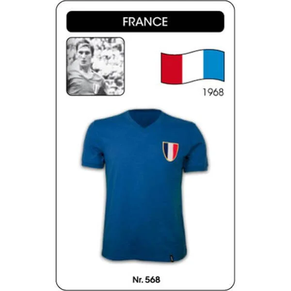 France 1968 Olympics Short Sleeve Retro Football Shirt - S - Blauw Afbeelding 1
