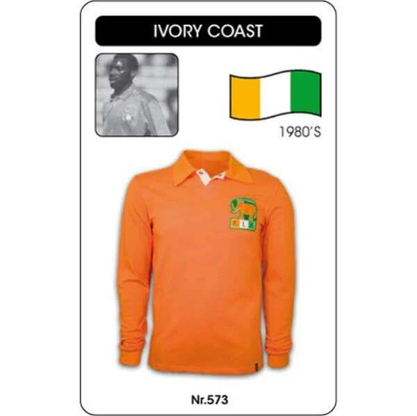 Ivory Coast 1980's Long Sleeve Retro Football Shirt - S - Orange Afbeelding 1