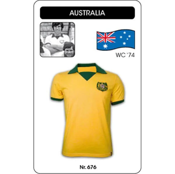 Australia WC 1974 Short Sleeve Retro Football Shirt - S - Geel Afbeelding 1