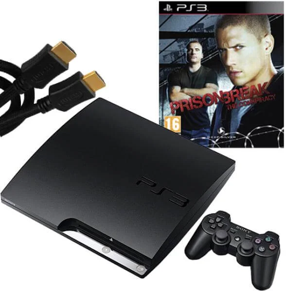Playstation 3 PS3 Slim 120GB Console: Bundle (including Prison Break: The Conspiracy & 2M HDMI Cable) Afbeelding 1