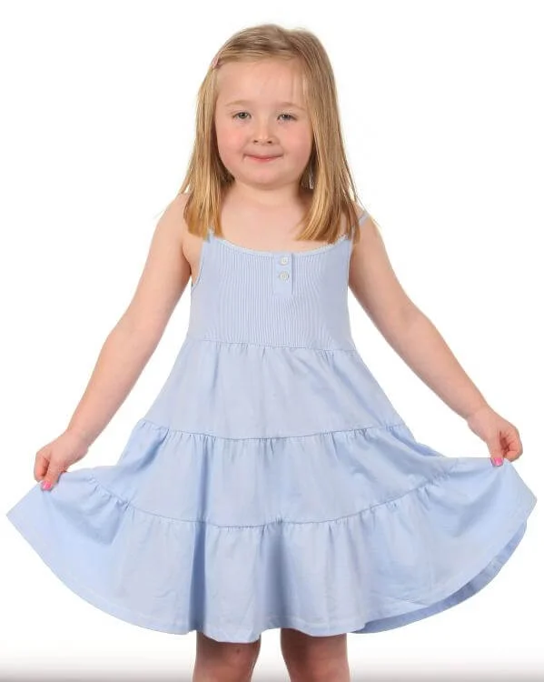 Polo Ralph Lauren Girls Babydoll Dress - Light Blue - 2 - Blauw Afbeelding 1