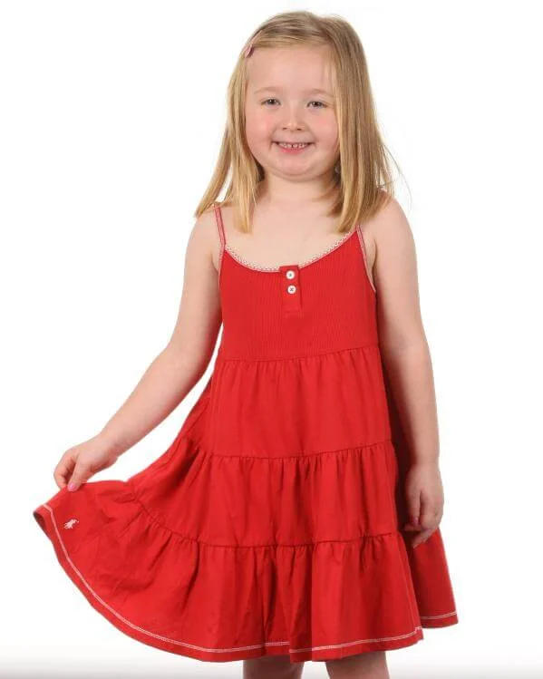 Polo Ralph Lauren Girls Babydoll Dress - Burnt Orange - 2 - Sinaasappel Afbeelding 1