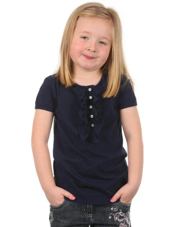 Polo Ralph Lauren Girls Ruffle Top - Navy - 2 - Navy blauw Afbeelding 1
