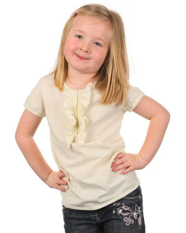 Polo Ralph Lauren Girls Ruffle Top - Ecru - 2 - beige Afbeelding 1