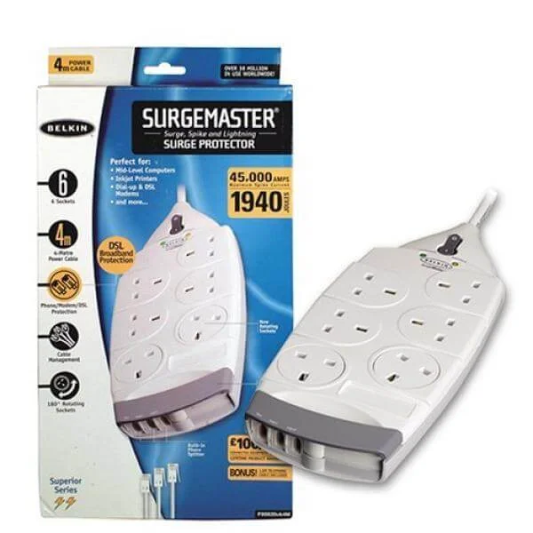 Belkin 6 Outlet SurgeMaster Superior Series with Telephone Protection Afbeelding 1