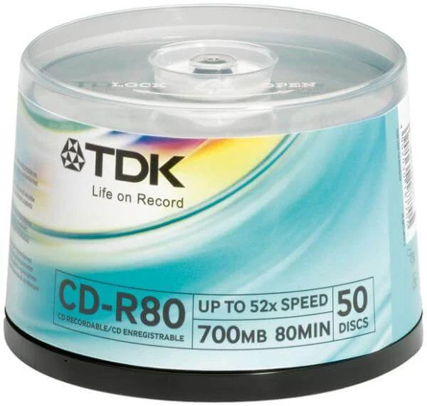 TDK CD-R 52x Speed (50pk) 80CBA50 Afbeelding 1