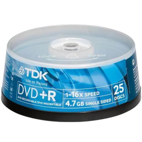 TDK DVD+R 16x (25pk) 47CBEB25 Afbeelding 1