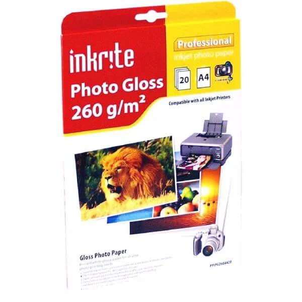 Inkrite PhotoPlus Professional Paper Photo Gloss 260gsm A4 (20 sheets) Afbeelding 1