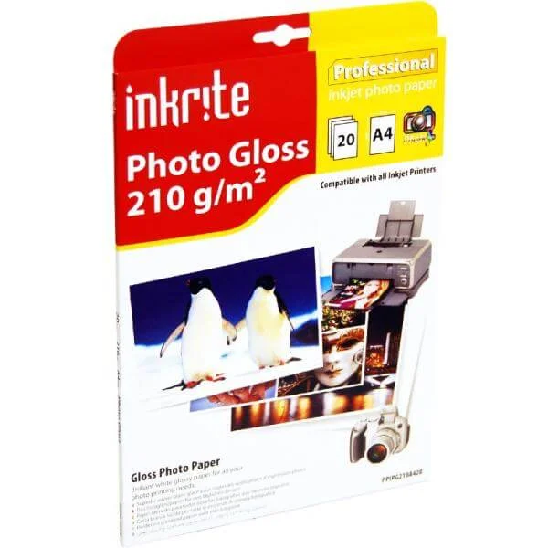 Inkrite PhotoPlus Professional Paper Photo Gloss 210gsm A4 (20 sheets) Afbeelding 1